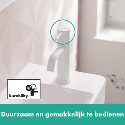 Hansgrohe Tecturis pillar kraan 80 met rechte greep m.wit