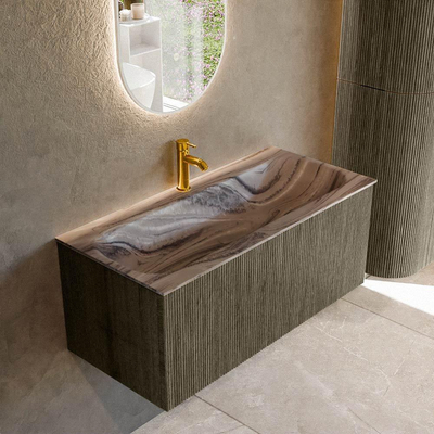 MONDIAZ KURVE-DLUX 100cm badmeubel kleur Shadow met 1 lade en 0 deuren. Wastafel BIG MEDIUM Midden 1 kraangat Sombra.