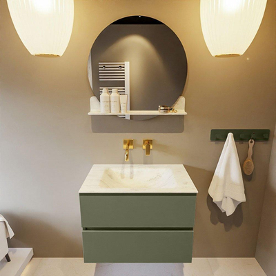 Mondiaz VICA-DLUX ensemble de meuble de salle de bain - 70cm - meuble sous-vasque armée - 2 tiroirs - lavabo encastré nuage milieu - sans trous de robinet - version haute de 60cm - opalo