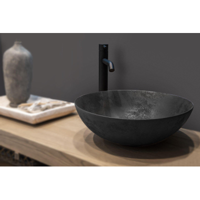 Looox céramique vasque brute - 40cm - rond - noir