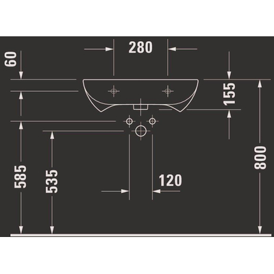 Duravit D-code - D-Code - Vital - wastafel - met overloop - met kraanvlak - 600x550 mm - wit - barriërevrij - wit