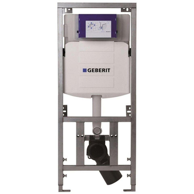 Geberit Inbouwreservoir - UP320 - QeramiQ push bedieningsplaat - dualflush - bedieningsplaat licht grijs - rechthoekige knoppen - wit glans