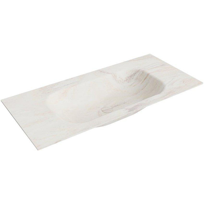 Mondiaz BIG SMALL Inbouwwastafel - B101xH1.2cm - 1 kraangat - wasbak Midden - solid surface - Ostra mat (Multi)