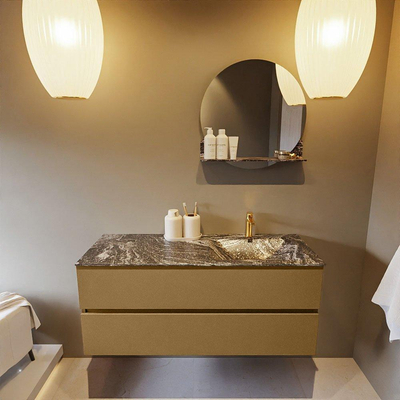 Mondiaz VICA-DLUX ensemble de meuble de salle de bain - 120cm - meuble sous-vasque oro - 2 tiroirs - lavabo encastré cloud droite - 1 trou de robinet - version haute de 60cm - lave