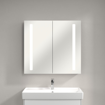 Villeroy & Boch My View 14+ armoire de toilette avec miroir - avec 2 portes avec éclairage LED vertical 80x75x17.3cm - incl. boîte à médicaments verrouillable