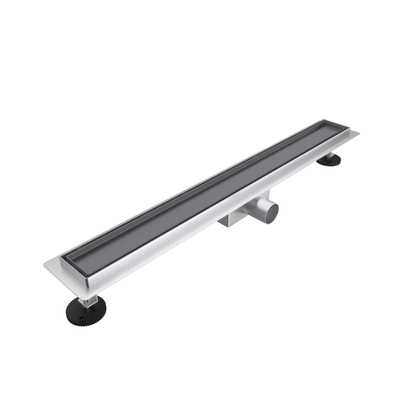 FugaFlow Eccelente Caniveau de douche Anta - 80cm - grille à carreaux - bride de sol - Gunmetal PVD brossé