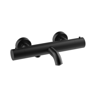 Go By Van Marcke Nero Badkraan - 28cm - thermostaatkraan - opbouw - mat zwart MET handdouche EN handdouchehouder SHOWROOMMODEL
