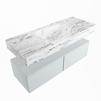 Mondiaz ALAN-DLUX Ensemble de meuble - 120cm - meuble Clay mat - 2 tiroirs - Lavabo Cloud Glace suspendu - vasque Centre - 1 trou de robinet
