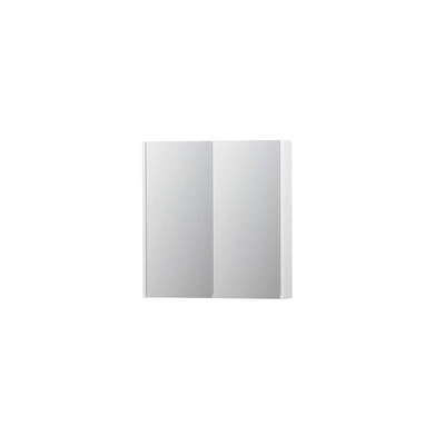 INK SPK2 Spiegelkast - 70x14x74cm - 2 deuren - dubbelzijdige Spiegel - schakelaar en stopcontact - MDF lak wit mat
