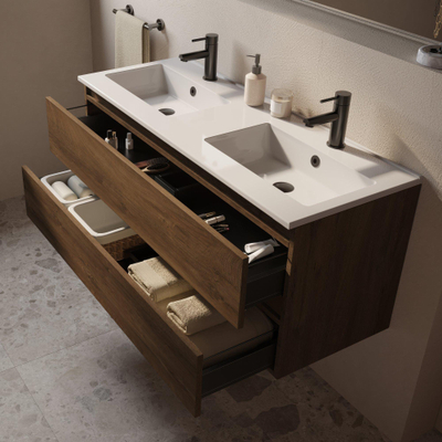 Brauer Core Series badkamermeubelset - 120x45x52cm - wastafel Starfall - forest cacao