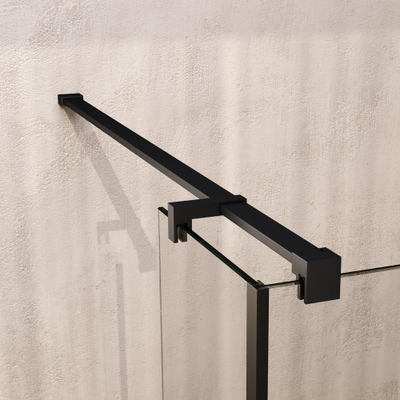 BRAUER Oblivion Douche à l'italienne - 140x200cm - paroi latérale 40cm - traitement verre - verre clair - noir mat