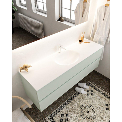 Mondiaz VICA Ensemble de meuble de salle de bain - 150cm - meuble sous-vasque gris - 2 tiroirs - lavabo moon milieu - 1 trou de robinet - version XL 60cm haut