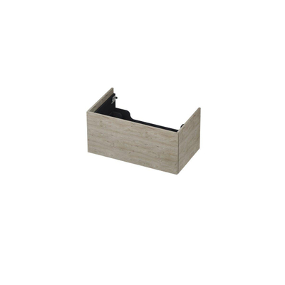 INK Wastafelonderkast - 80x45x37.6cm - 1 lade - push to open - met recht opdekfront - MFC - Greige eiken