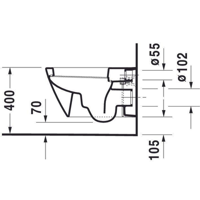 Duravit Starck 2 Wandcloset - 54cm - met spoelrand - diepspoel - verdekte bevestiging - wit