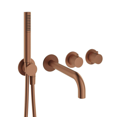 Crosswater Module Ensemble de robinetterie de baignoire - 2 leviers - bec de baignoire - douchette à main - bronze brossé