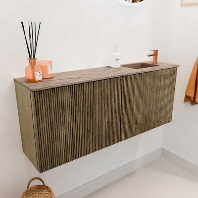 Mondiaz JOYA-DLUX 100cm toiletmeubel - kleur Dusk - Wastafel FAYE positie Rechts 1 kraangat kleur Arena.