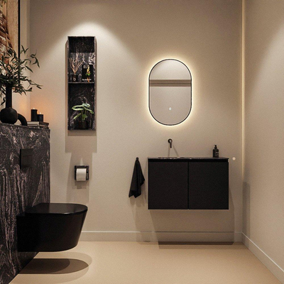 MONDIAZ TURE-DLUX Meuble toilette - 80cm - Urban - EDEN - vasque Lava - position gauche - sans trou de robinet