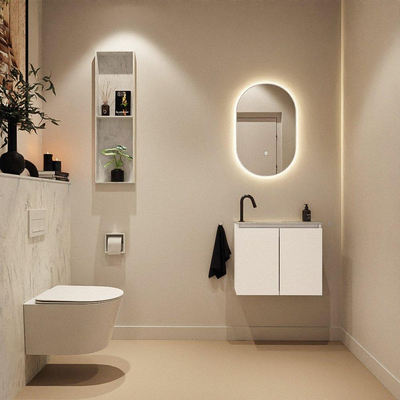 MONDIAZ TURE-DLUX 60cm toiletmeubel Talc. EDEN wastafel Opalo positie links. Met 1 kraangat.