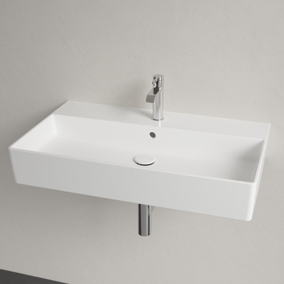 Villeroy & Boch Memento 2.0 lavabo - pour porte-serviettes 80x47cm - avec trop-plein 1 trou de robinet ceramic+ stone white