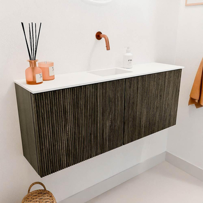 Mondiaz JOYA 100cm toiletmeubel - kleur Shadow - Wastafel FAYE positie Midden Zonder kraangat kleur Talc.