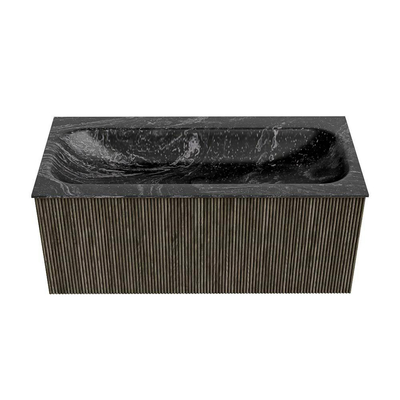 Mondiaz KURVE-DLUX Badkamermeubelset - 100x46x40cm - 1 lade - wastafel solid surface - midden - 1 kraangat - Shadow