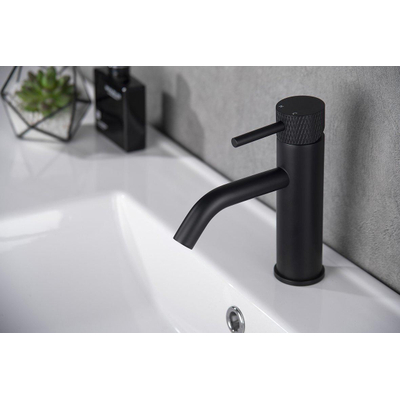 Wiesbaden Ribbd Mitigeur lavabo avec coldstart noir mat