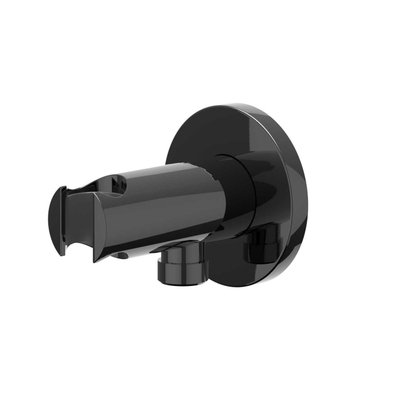 IVY Bond Ensemble de douche pluie - encastré - inverseur d'arrêt 2 voies - bras de plafond 30 cm - douche de tête medium ronde 25 cm - support avec sortie - flexible de douche 150 cm - douchette satin spray - Chrome noir PVD