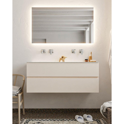 MONDIAZ VICA Ensemble de meuble salle de bain - 120cm - 2 tiroirs - lavabo Cloud double - 0 trous de robinet - solid surface lin