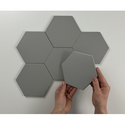 ÉCHANTILLON Terravito Bereno carreau mural et de sol - 15x17cm - 9mm - Hexagone - Gris mat brillant