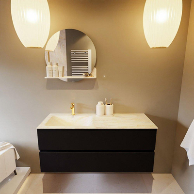 Mondiaz VICA-DLUX ensemble de meuble de salle de bain - 120cm - meuble sous-vasque urban - 2 tiroirs - lavabo encastré cloud gauche - 1 trou de robinet - version haute de 60cm - ostra