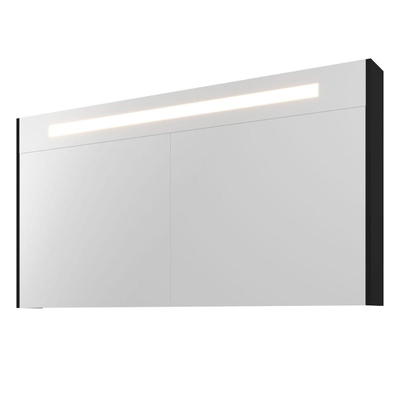 Proline spiegelkast premium avec éclairage led intégré, 3 portes 140x14x74cm noir mat