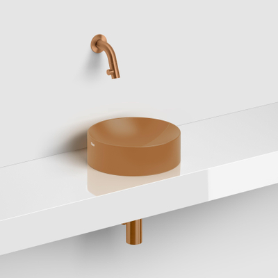 Clou Vale lave-mains 22cm céramique rond sans plage de robinetterie sable italien mat