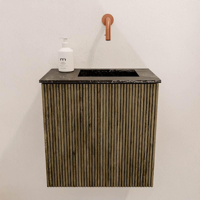 Mondiaz JOYA-DLUX 40cm toiletmeubel - kleur Dusk - Wastafel FAYE positie Rechts Zonder kraangat kleur Lava.