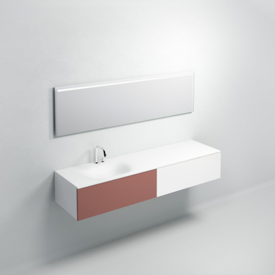 Clou Hammock Plan vasque 180x50,3cm simple cuve à gauche Aluite Blanc mat