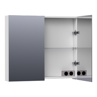 BRAUER Impress armoire de toilette – 80 x 70 x 15 cm – 2 portes, portes-miroir double face – Blanc mat