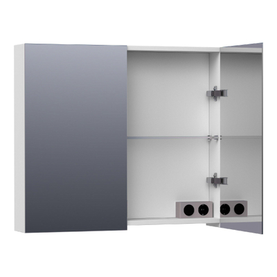BRAUER Plain Spiegelkast - 80x70x15cm - 2 links/rechtsdraaiende spiegeldeuren - MDF - mat wit