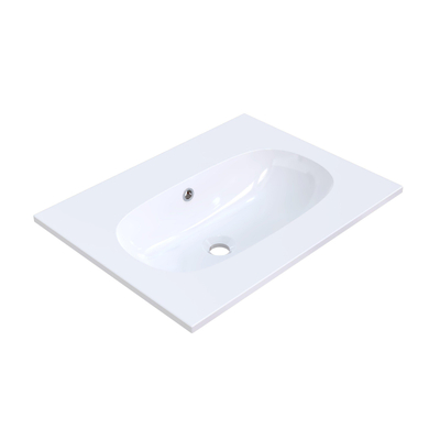 Arcqua Oval Lavabo encastré - 61x46x1.5cm - vasque simple - sans trou de robinet - marbre de synthèse - blanc brillant
