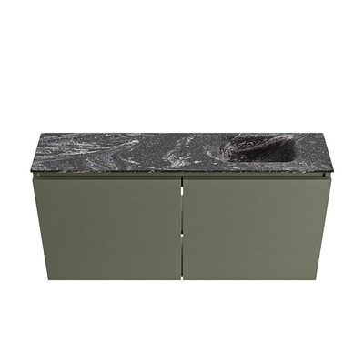 MONDIAZ TURE-DLUX Meuble de toilettes 100 cm Army. Lavabo EDEN Lava position droite. Sans trou de robinet.