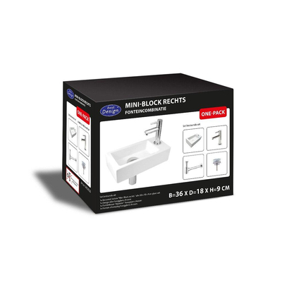 Best Design One Pack ensemble lave-mains - 36x18cm - robinet à droite - blanc