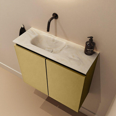 MONDIAZ TURE-DLUX meuble WC 60cm Oro. EDEN lavabo Ostra position gauche. Sans trou de robinet.