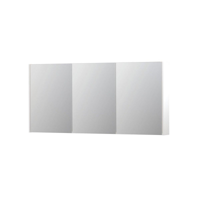 INK SPK2 Spiegelkast - 160x14x74cm - 3 deuren - dubbelzijdige Spiegel - schakelaar en stopcontact - MDF lak wit mat
