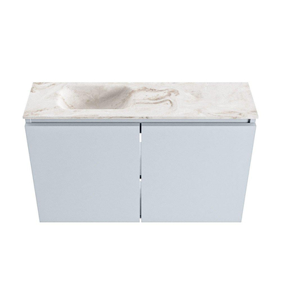 MONDIAZ TURE-DLUX 80cm toiletmeubel Clay. EDEN wastafel Frappe positie links. Met 1 kraangat.