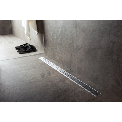 Easy Drain Compact 30 FF Caniveau de douche 6x110cm plaque simple avec évacuation latérale inox