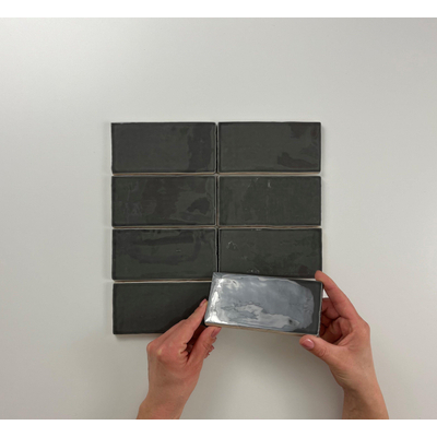 ÉCHANTILLON Terravito Galeno carreau mural - 7,5x15cm - 8,5mm - Rectangle - Anthracite brillant