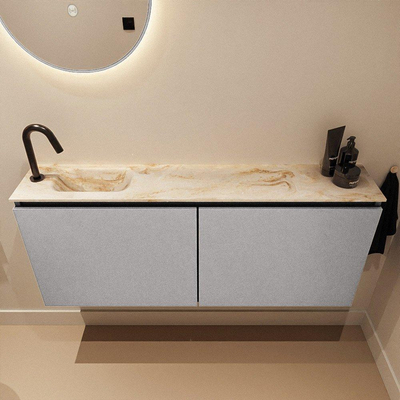 MONDIAZ TURE-DLUX 120cm toiletmeubel Plata. EDEN wastafel Frappe positie links. Met 1 kraangat.