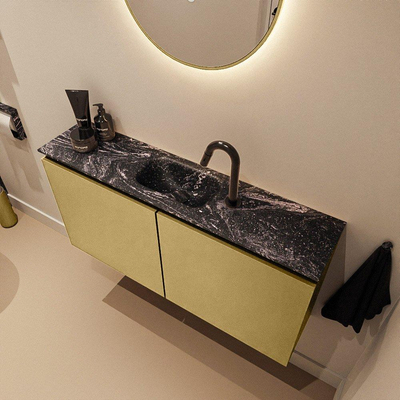 MONDIAZ TURE-DLUX 100cm toiletmeubel Oro. EDEN wastafel Lava positie midden. Met 1 kraangat.