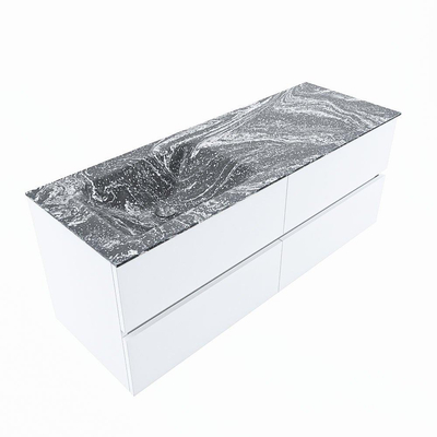 Mondiaz VICA-DLUX ensemble de meuble de salle de bain - 130cm - meuble sous lavabo talc - 4 tiroirs - lavabo encastré cloud gauche - 1 trou de robinet - miroir modèle spot - version XL 60cm haut - lave