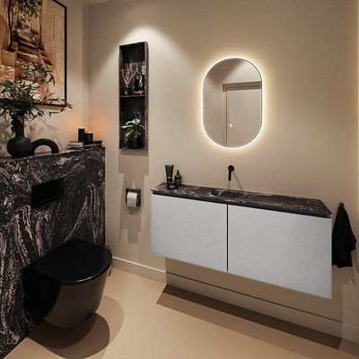 MONDIAZ TURE-DLUX Meuble WC 120 cm Plata. Lavabo EDEN Lava position centrale. Sans trou de robinet.