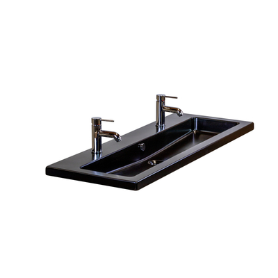 HR badmeubelen Djazz Lavabo - 121x45.5x4cm - 2 trous de robinet - 1 bassin - céramique noir mat