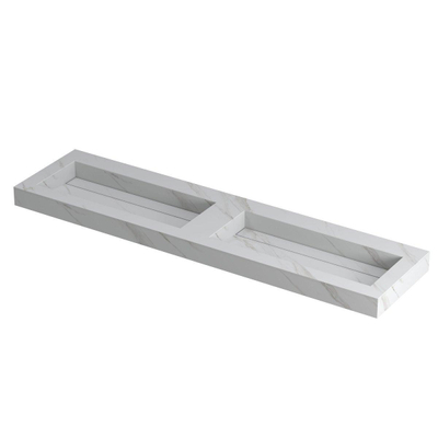 INK Pitch lavabo - 180x45x9cm - 2 vasques - 0 trous de robinet - bonde céramique Calacatta mat